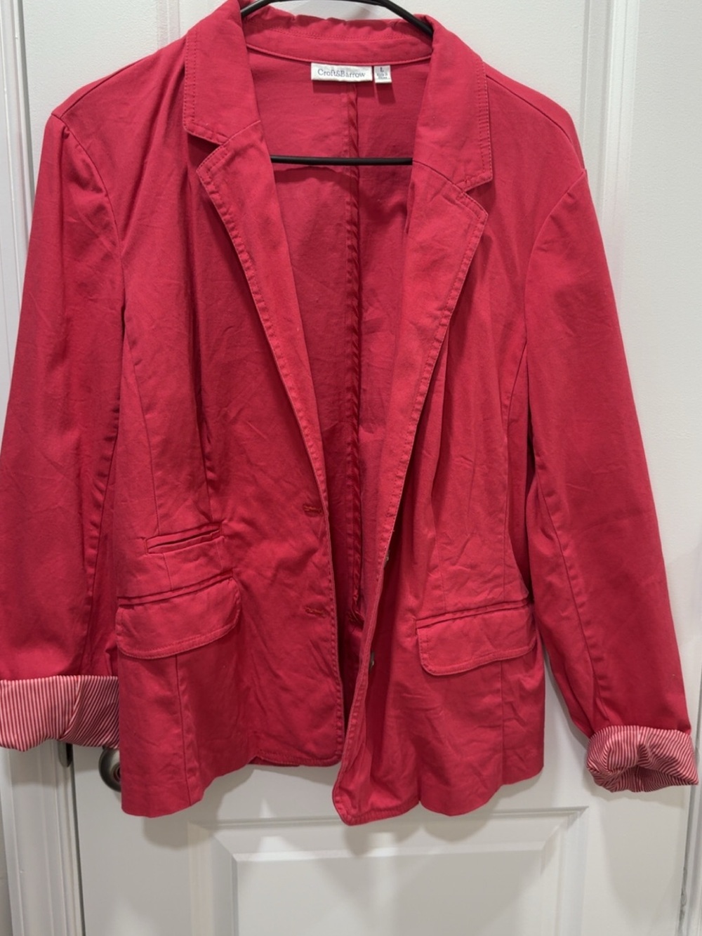 croft & barrow Women's Coral Pink Cotton Blazer